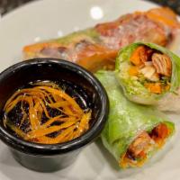 Spring Rolls With Char-Broiled Chicken · Goi cuon ga nuong. One phan two cuon.Served with Fish Sauce