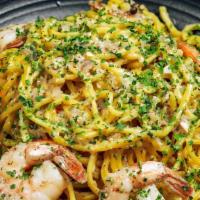 Scampi · Gulf Shrimp, Roasted Garlic, White Wine, Herbs