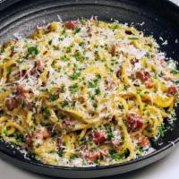 Carbonara · Pancetta, Parmigiano-Reggiano, Egg, Black Pepper, & Chive