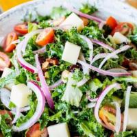 Kale Krunch · Mixed Greens, avocado, almonds, cranberries, walnuts, red onions, grape tomatoes, jalapeno j...