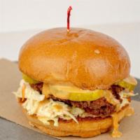 Fried Chicken · Fred Chicken Breast with coleslaw, dill pickles and mop sauce