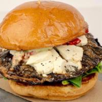 Portobello Mushroom · Goat Cheese, Baby spinach, roasted red peppers, red onion, basil mayo served on a portabello...