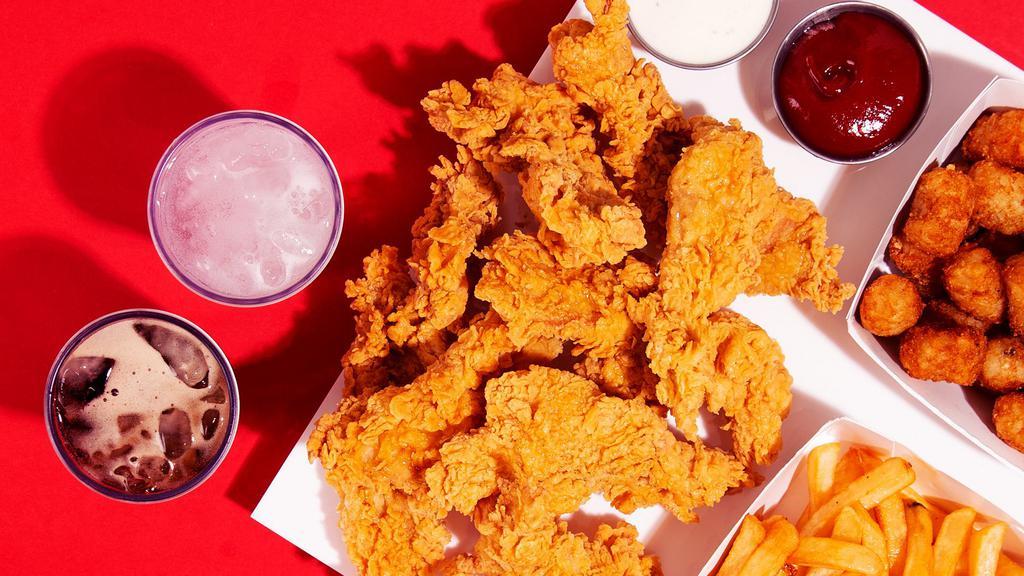 The Katie · 12 crispy fried chicken tenders with a choice of 2 sides.