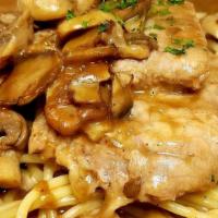 Chicken Marsala. · mushrooms, marsala wine sauce