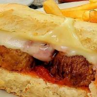 Meatball Sandwich · Meatball sub with marinara, mozzarella cheese, french fries
