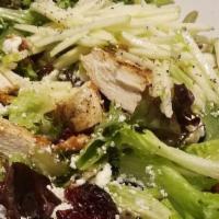Vermont Salad · Gluten free. Field greens, crisp apples, roasted pecans, dried cranberries, feta, and our Ve...