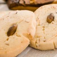 Pistachio Shortbread Cookie · Pistachios and almond slivers inside a shortbread cookie. Baked fresh at Michael's Cookie Jar.