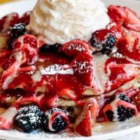 Honeyberry · Strawberries, blueberries, raspberries, blackberries and whipped cream