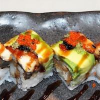 Texas Horn · Shrimp tempura, spicy mayo, unagi, avocado, eel sauce