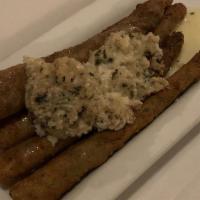 Fried Asparagus · Lump Crab Meat, Lemon Butter