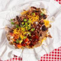 Meats (4) Loaded Potato · Loaded potato come with butter, cheese, sour cream, your choice of meats topped with barbequ...