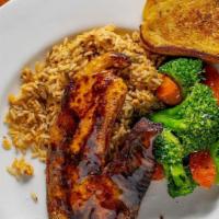 Blackened Tilapia · Fresh blackened tilapia with choice of two sides