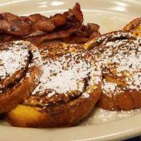 Cinnamon Roll French Toast · 4 slices of sweet house cinnamon roll, with a French toast twist and served with your choice...