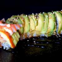 Caterpillar Rolls (8 Pieces) · Fresh water eel and cucumber topped with avocado, shrimp, and eel sauce.