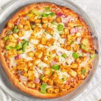 Chili Paneer Pizza (Paneer Pizza) · Spicy Sauce, Green Bell Pepper, Red Onion, Cheese, Fresh Jalapeño, Spicy Marinated Paneer, a...