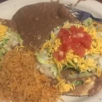 Chalupa Taco Plate · Two of the same or one of each bean and cheese chalupa crispy shell with beef or chicken.