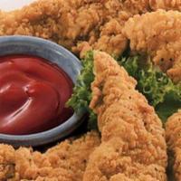 Chicken Strips · Tender chicken breast, battered and fried to a golden brown. Served with your choice of hone...