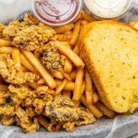 Fried Oyster Platter · Nine oysters served with french fries and a toast.
