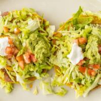 Chalupa Plate · Two bean and cheese chalupas with beef or chicken, topped with lettuce, tomatoes, and sour c...