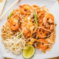 Pad Thai · Thin rice noodle stir-fried in a sweet and tangy tamarind sauce with egg, tofu, bean sprout,...