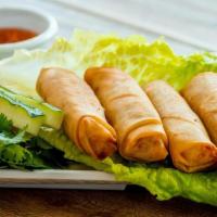 282 Lumpia Rolls (4Pc) · Four crispy deep fried rolls filled with ground pork , shrimp, & shredded carrots in lumpia ...