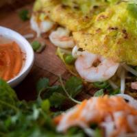 108 Vietnamese Crepe · Our version of a crispy crepe filled with pork+shrimp or tofu and bean sprouts served with l...