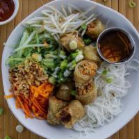 360 Viet Eggrolls Vermicelli Plate · Thin rice noodles, chopped salad, with Viet eggrolls, fish sauce and peanuts.