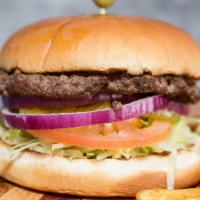 Burger · Served with 1/3 lb. Beef, Lettuce, Tomato, Pickles, and Onion