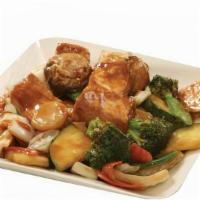 To-Fu Delight · Stir fried to-fu with mixed vegetables in brown sauce.