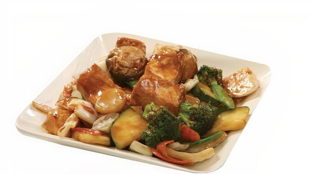 To-Fu Delight · Stir fried to-fu with mixed vegetables in brown sauce.