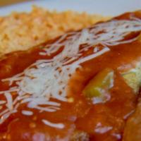 Chile Relleno Dinner · A single classic hand battered poblano pepper filled with your choice of cheese or seasoned ...