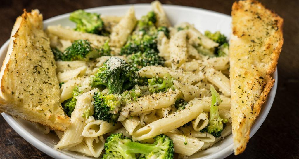 Penne Broccoli · Penne noodles, broccoli, Italian seasoning, garlic, olive oil. 1942 cal.