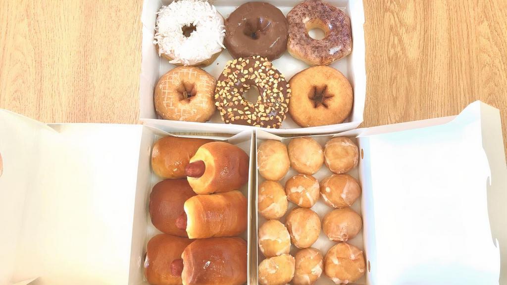 Small Special Combo · 6 Pig in the Blankets - 6 Assorted Donuts - 1 Dozen Glazed Donut Holes