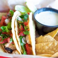 2 Taco Basket · For kids 12 years & younger. Includes Chips and a drink