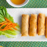 Egg 4 Rolls · Pork, carrot, taro and clear vermicelli rolled in thin rice paper and deep-fried until golde...