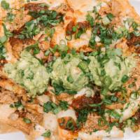 Chicken Nachos · grilled chicken, pepper jack, salsa,. avocado, cilantro & green onion