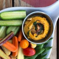 Snack Hummus · snap peas, baby cucumber,. rainbow carrots & tomatoes