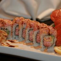 Lobster Roll · Boiled Lobster Dynamite Style, Cucumber, Avocado Wrapped in Soy Paper & Fried Crawfish