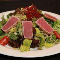 Tuna Tataki Salad · House Salad with Torched & Marinated Tuna. Served with Ginger or Miso Dressing