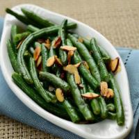 Almond Green Beans · Tender green beans flavored with spices and sliced almonds.  Ready in 5-10 minutes.