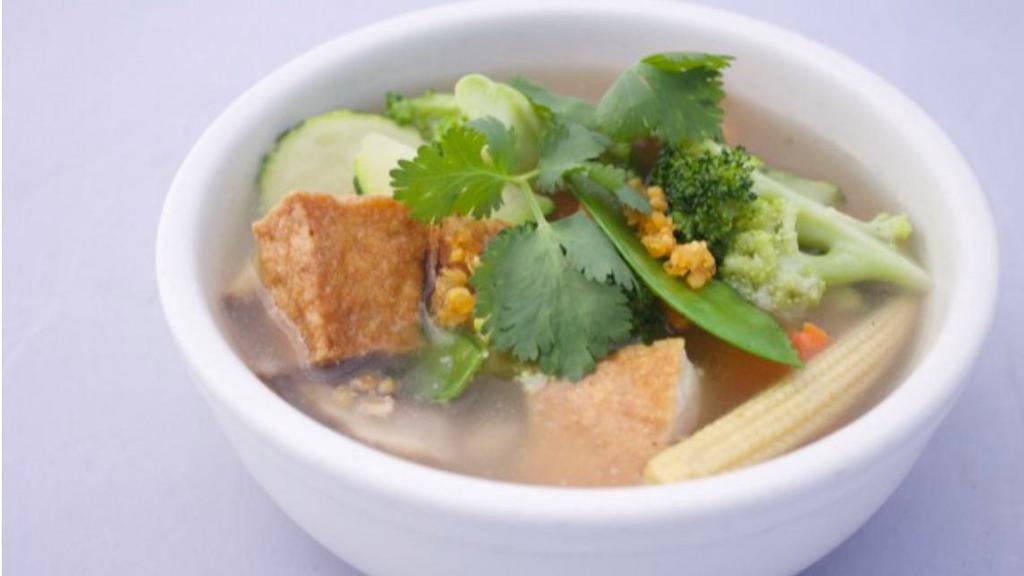 Tofu & Vegetable Soup · Tofu and vegetable in vegetarian broth.