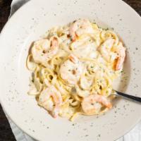 Shrimp Alfredo · Fettuccini pasta and shrimp tossed in our special creamy alfredo sauce.