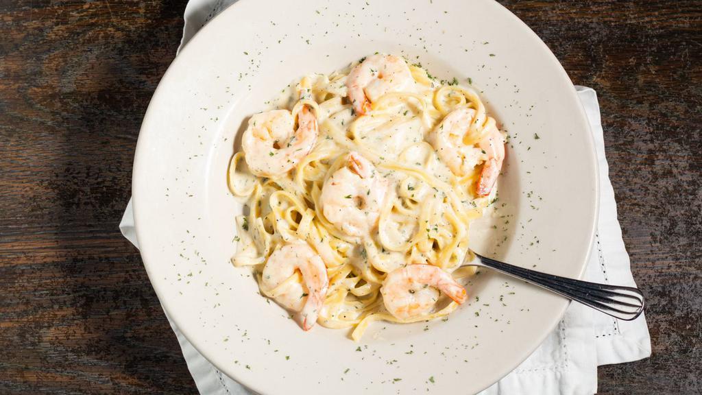 Shrimp Alfredo · Fettuccini pasta and shrimp tossed in our special creamy alfredo sauce.