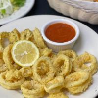 Fried Calamari · Tender pieces of calamari, breaded and fried. Served with marinara sauce.