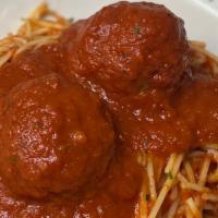 Spaghetti Meatballs
 · Spaghetti sautéed with our homemade marinara sauce. Served with two meat balls.