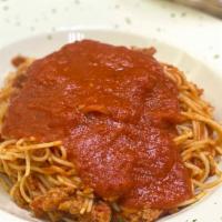Spaghetti Meat Sauce
 · Spaghetti sautéed with our homemade marinara meat sauce..