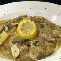 Veal Carciofi
 · Cooked veal sautéed with fresh mushrooms and artichoke hearts in a light lemon butter white ...