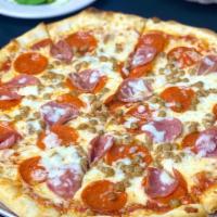 Meat Lovers
 · All your favorite meats on one pizza. Pepperoni, Canadian bacon, Italian sausage, and hambur...
