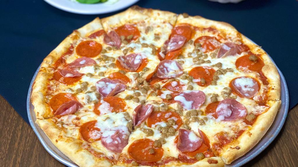 Meat Lovers
 · All your favorite meats on one pizza. Pepperoni, Canadian bacon, Italian sausage, and hamburger.