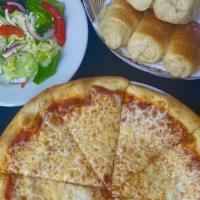 Cheese
 · New York style pizza dough with home made pizza sauce and real mozzarella cheese. Baked to p...